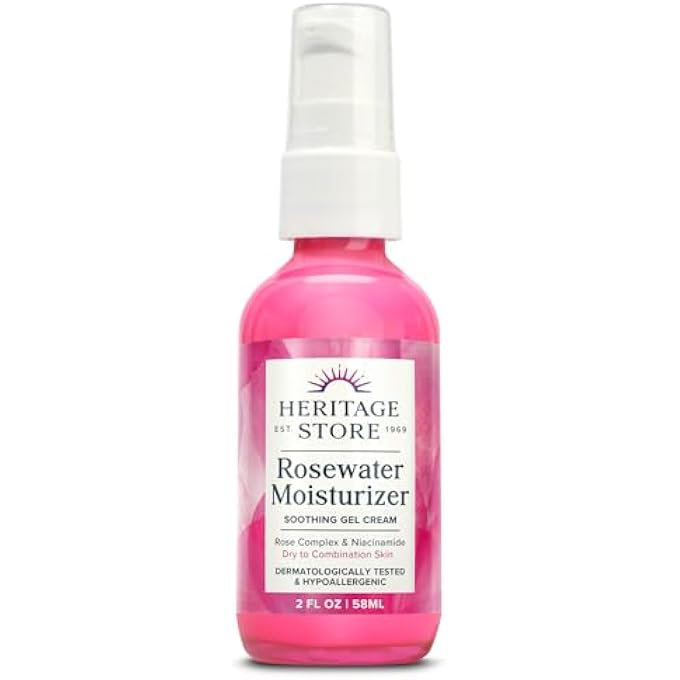 Heritage STORE ROSEWATER FACIAL MOISTURIZER - SOOTHING GEL CREAM W/ROSE COMPLEX, NIACINAMIDE AND HYALURONIC ACID - DRY TO COMBINATION SKIN - HYPOALLERGENIC, VEGAN, CRUELTY FREE, 60-DAY GUARANTEE, 2OZ - Image 1